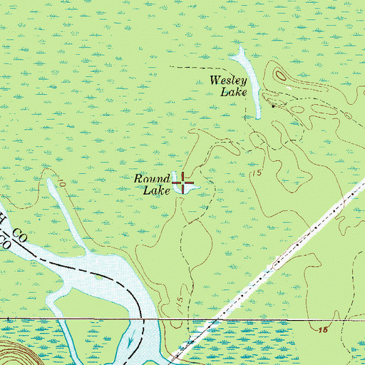 Topographic Map of Round Lake, GA