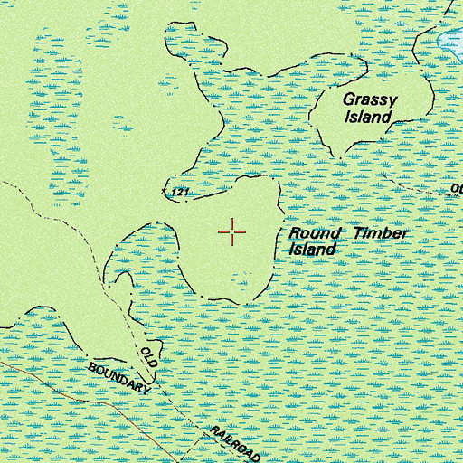 Topographic Map of Round Timber Island, GA