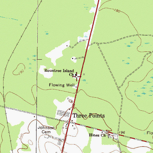 Topographic Map of Rountree Island Church, GA