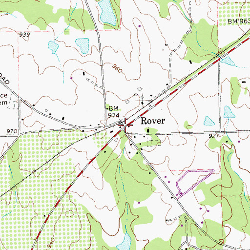 Topographic Map of Rover, GA