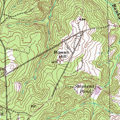 Topographic Map of Rowan Hill, GA