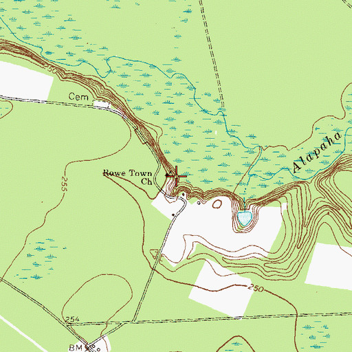 Topographic Map of Rowe Town Church, GA