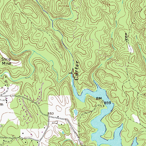 Topographic Map of Rowland Spring Creek, GA