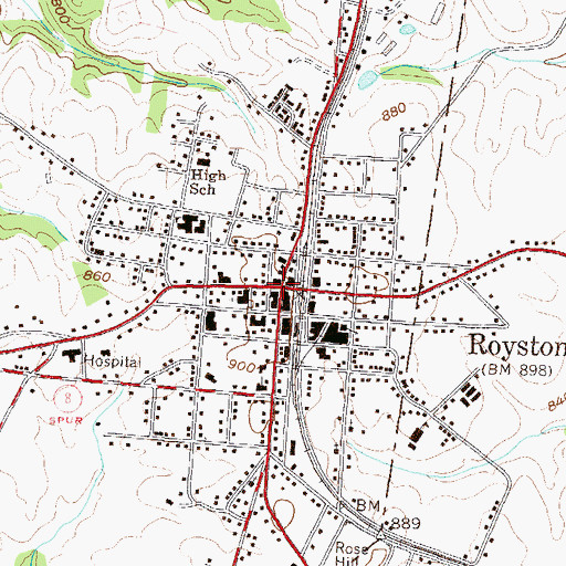 Topographic Map of Royston, GA