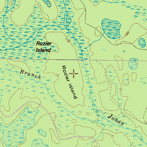 Topographic Map of Rozier Island, GA