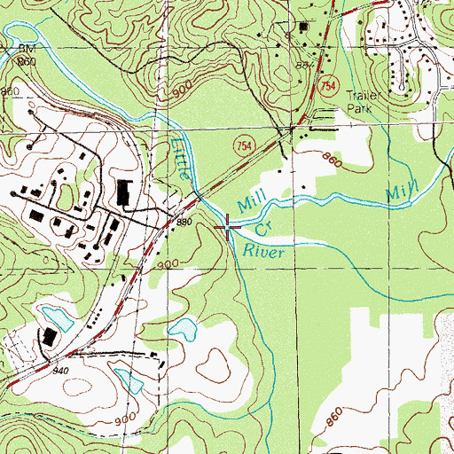 Topographic Map of Rubes Creek, GA