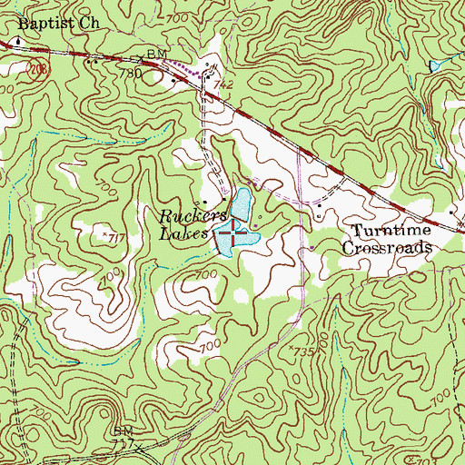 Topographic Map of Ruckers Lake, GA
