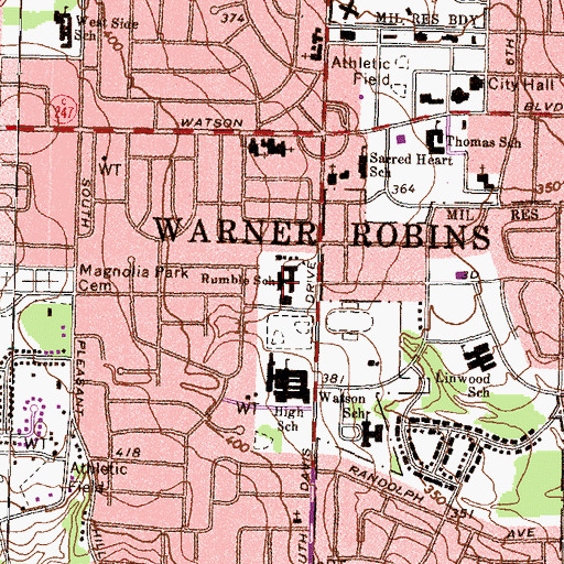 Topographic Map of Rumble School, GA