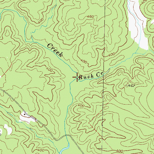 Topographic Map of Rush Creek, GA