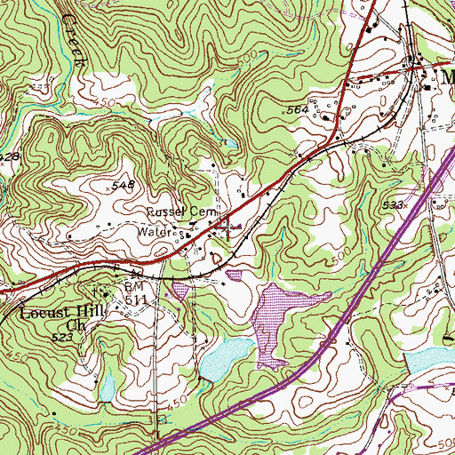 Topographic Map of Russel Cemetery, GA