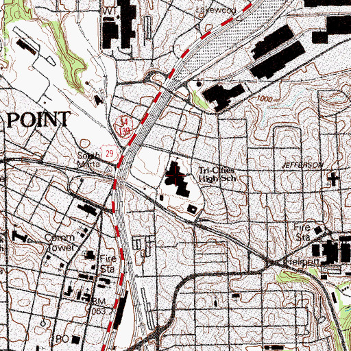 Topographic Map of Tri - Cities High School, GA