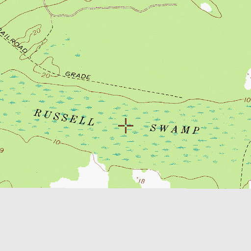 Topographic Map of Russell Swamp, GA