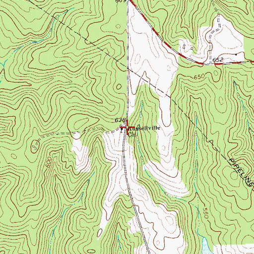 Topographic Map of Russellville Church, GA