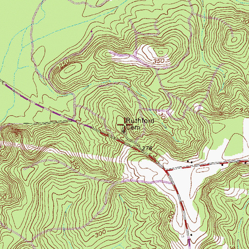 Topographic Map of Ruthford Cemetery, GA