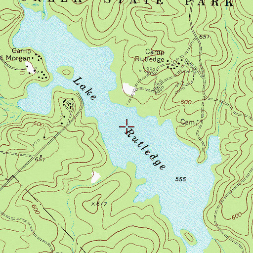 Topographic Map of Lake Rutledge, GA