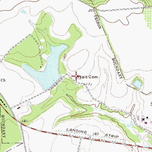 Topographic Map of Ryals Cemetery, GA