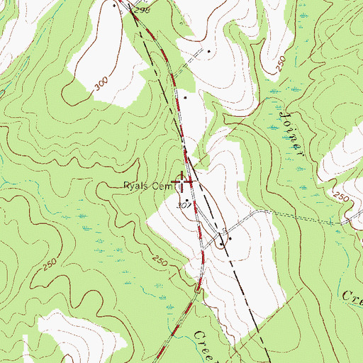Topographic Map of Ryals Cemetery, GA