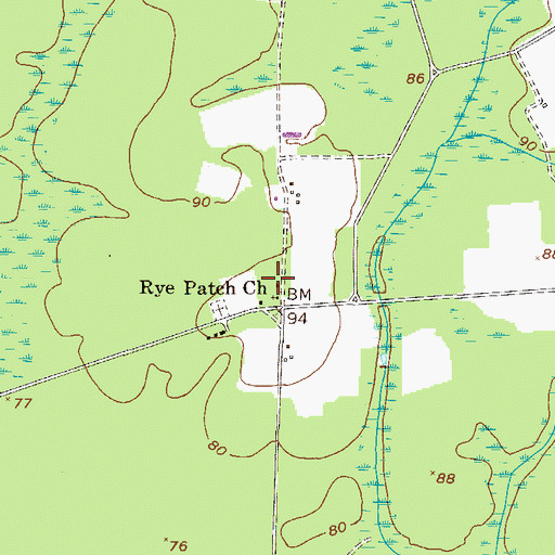 Topographic Map of Rye Patch Church, GA