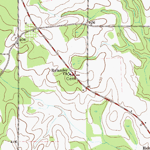 Topographic Map of Rylander Church, GA