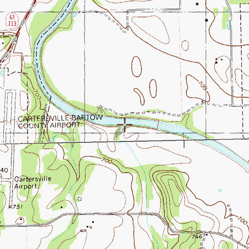 Topographic Map of Ryle Creek, GA