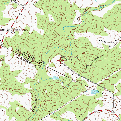 Topographic Map of Sacred Heart Camp, GA