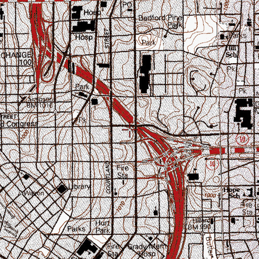 Topographic Map of Sacred Heart School, GA