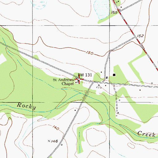 Topographic Map of Saint Andrews Chapel, GA