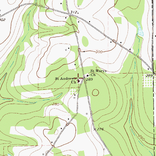 Topographic Map of Saint Andrews Church, GA