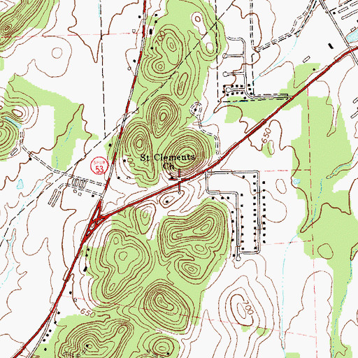 Topographic Map of Saint Clements Church, GA