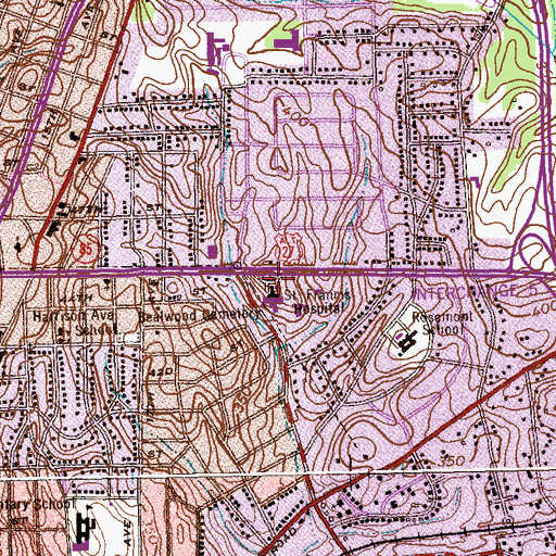 Topographic Map of Saint Francis Hospital, GA