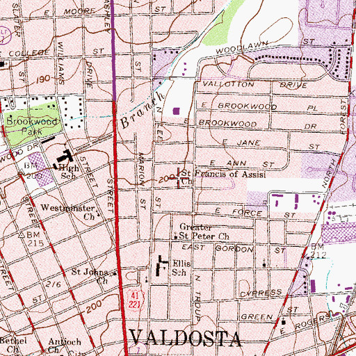 Topographic Map of Saint Francis of Assisi Church, GA