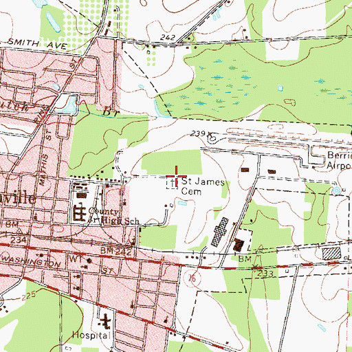 Topographic Map of Saint James Cemetery, GA