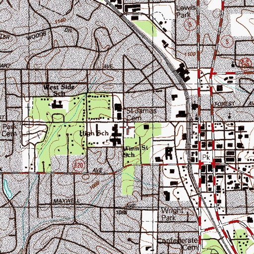 Topographic Map of Saint James Cemetery, GA