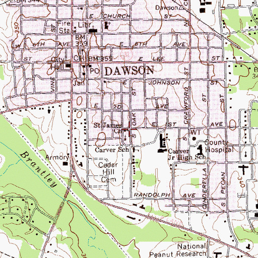 Topographic Map of Saint James Church, GA