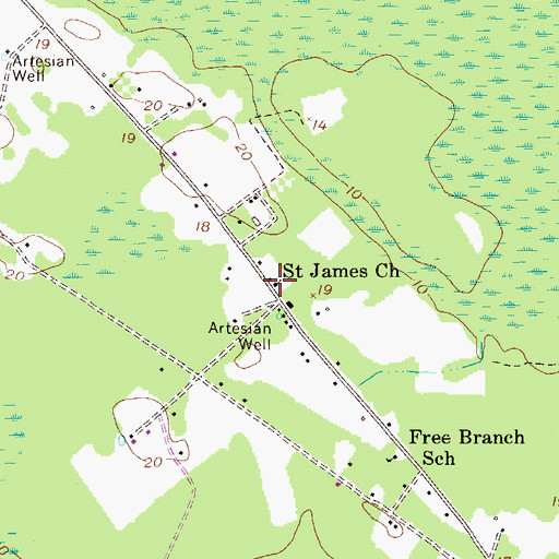 Topographic Map of Saint James Church, GA