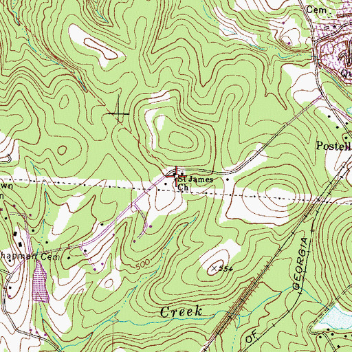 Topographic Map of Saint James Church, GA
