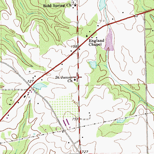 Topographic Map of Saint James Church, GA