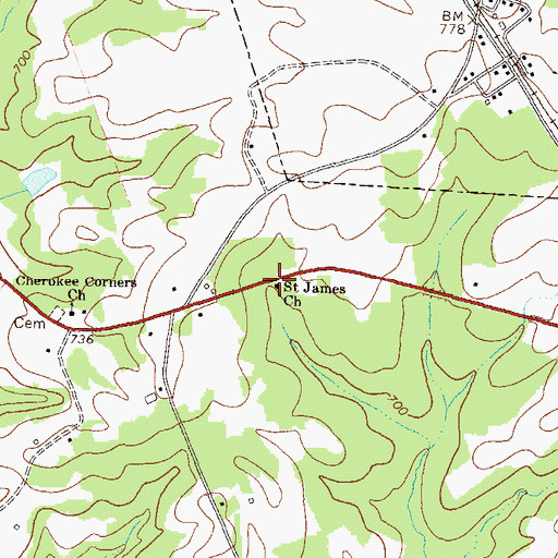 Topographic Map of Saint James Church, GA
