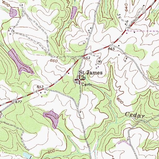 Topographic Map of Saint James Church, GA