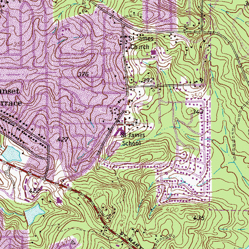 Topographic Map of Saint James School, GA