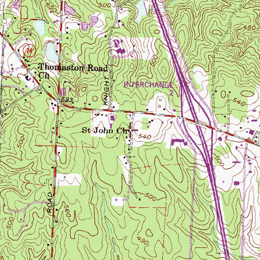 Topographic Map of Saint John Church, GA