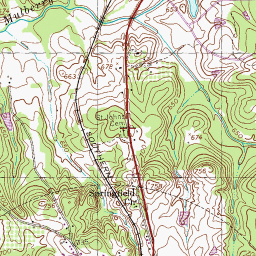 Topographic Map of Saint Johns Cemetery, GA