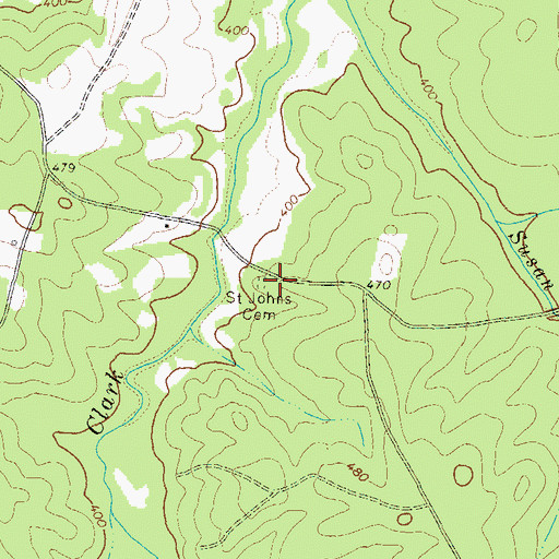 Topographic Map of Saint Johns Cemetery, GA