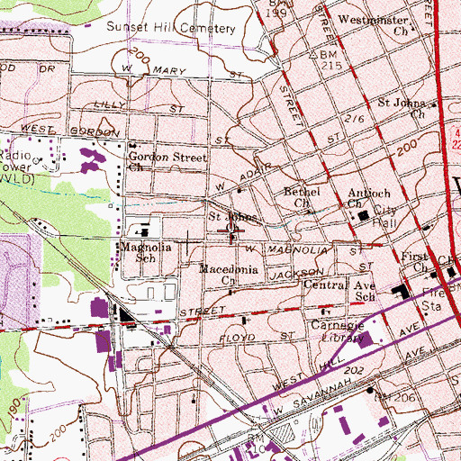 Topographic Map of Saint Johns Church, GA