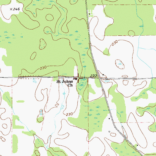 Topographic Map of Saint Johns Church, GA