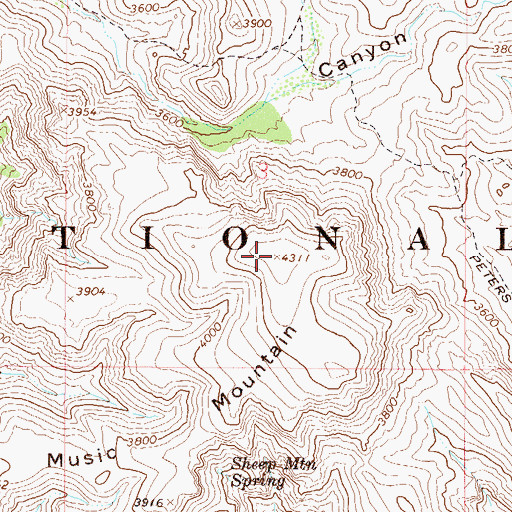 Topographic Map of Music Mountain, AZ