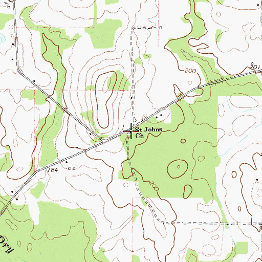 Topographic Map of Saint Johns Church, GA