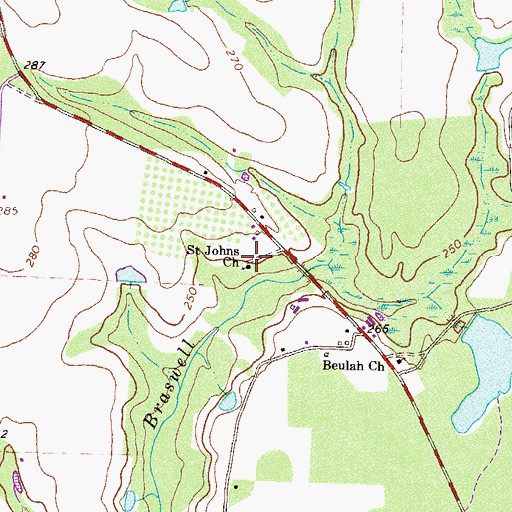 Topographic Map of Saint Johns Church, GA