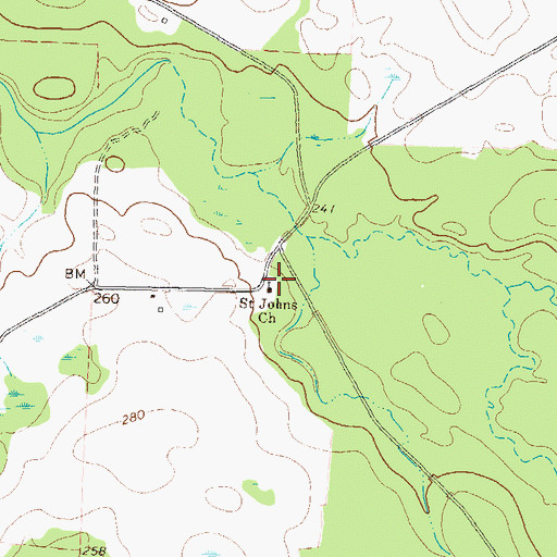 Topographic Map of Saint Johns Church, GA