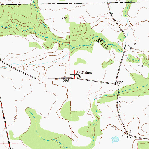 Topographic Map of Saint Johns Church, GA